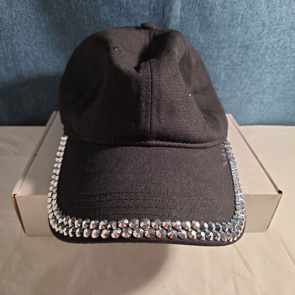 Peng Yuan Accessories - Black Rhinestone Trim Baseball Cap Peng Yuan
